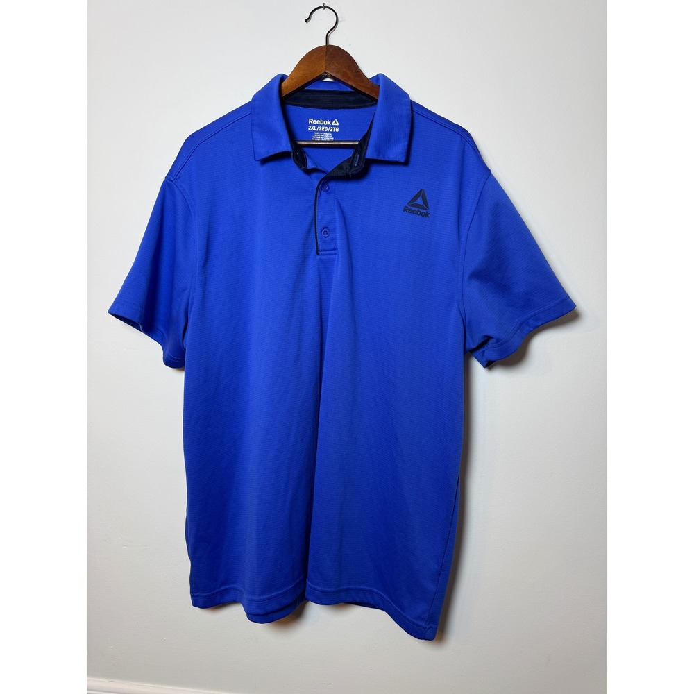 Reebok Mens 2XL Royal‎ Blue Performance Polo Shirt Short Sleeve Golf Activewear